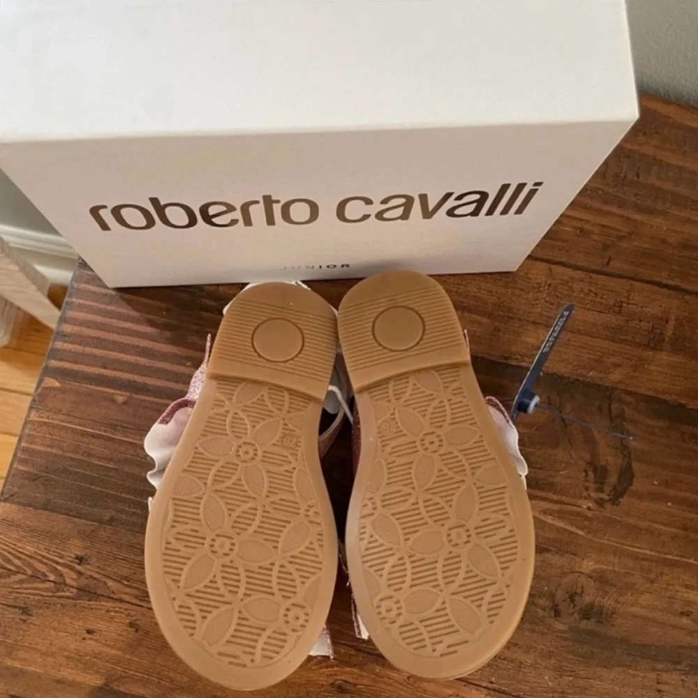 ROBERTO CAVALLI TODDLER GIRL RUFFLE-DETAIL OPEN TOE SANDALS